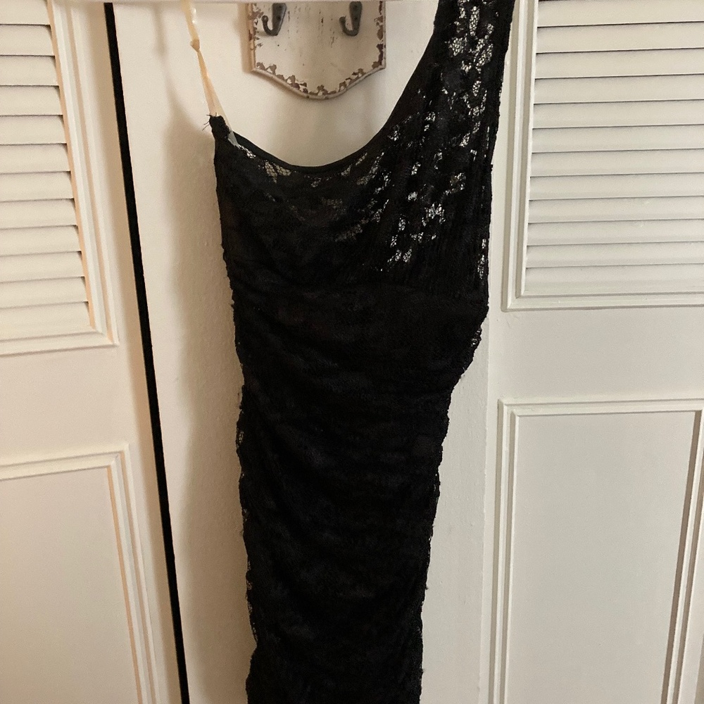 one shoulder laced mini dress
